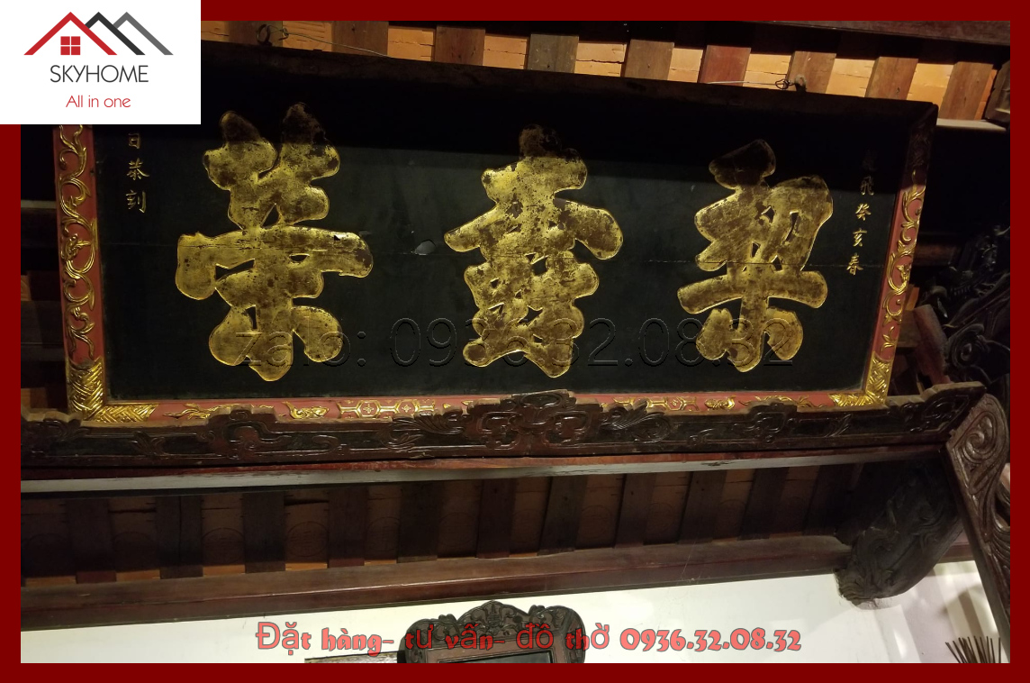 Hoành phi gỗ phòng thờ chữ Lê thụ vinh